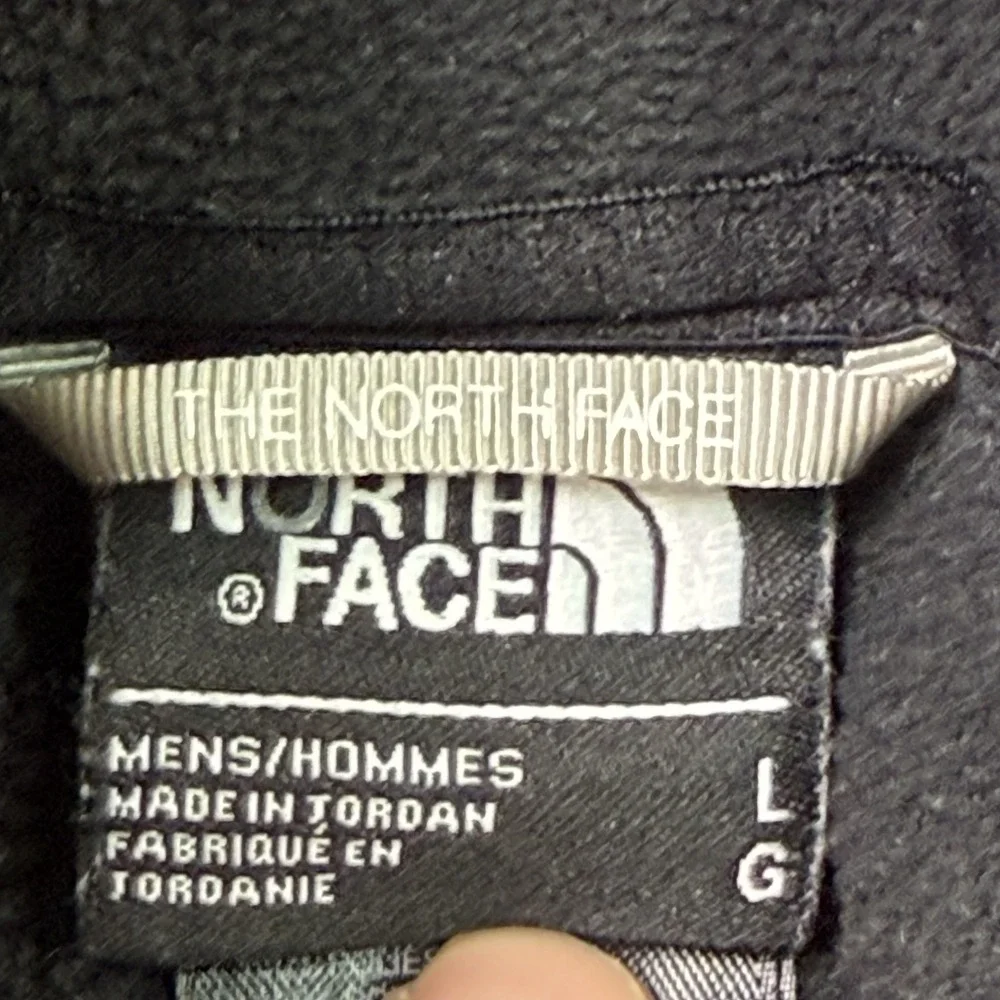 The North Face Quarter Zip Fleece Mens Large Black Pullover Sleeve Pocket Thumb